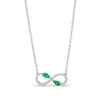 Thumbnail Image 1 of Pear-Shaped Lab-Created Emerald and White Lab-Created Sapphire Infinity Necklace in Sterling Silver