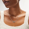 Thumbnail Image 2 of Pear-Shaped Lab-Created Emerald and White Lab-Created Sapphire Infinity Necklace in Sterling Silver