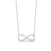 Thumbnail Image 1 of Pear-Shaped Lab-Created Opal and White Lab-Created Sapphire Infinity Necklace in Sterling Silver