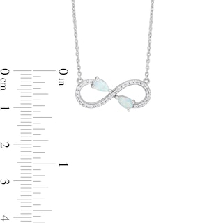 Pear-Shaped Lab-Created Opal and White Lab-Created Sapphire Infinity Necklace in Sterling Silver