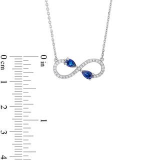 Pear-Shaped Blue and White Lab-Created Sapphire Infinity Necklace in Sterling Silver