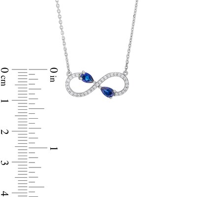 Pear-Shaped Blue and White Lab-Created Sapphire Infinity Necklace in Sterling Silver