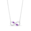 Thumbnail Image 1 of Pear-Shaped Amethyst and White Lab-Created Sapphire Infinity Necklace in Sterling Silver