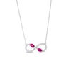 Thumbnail Image 1 of Pear-Shaped Lab-Created Ruby and White Lab-Created Sapphire Infinity Necklace in Sterling Silver