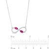 Thumbnail Image 4 of Pear-Shaped Lab-Created Ruby and White Lab-Created Sapphire Infinity Necklace in Sterling Silver