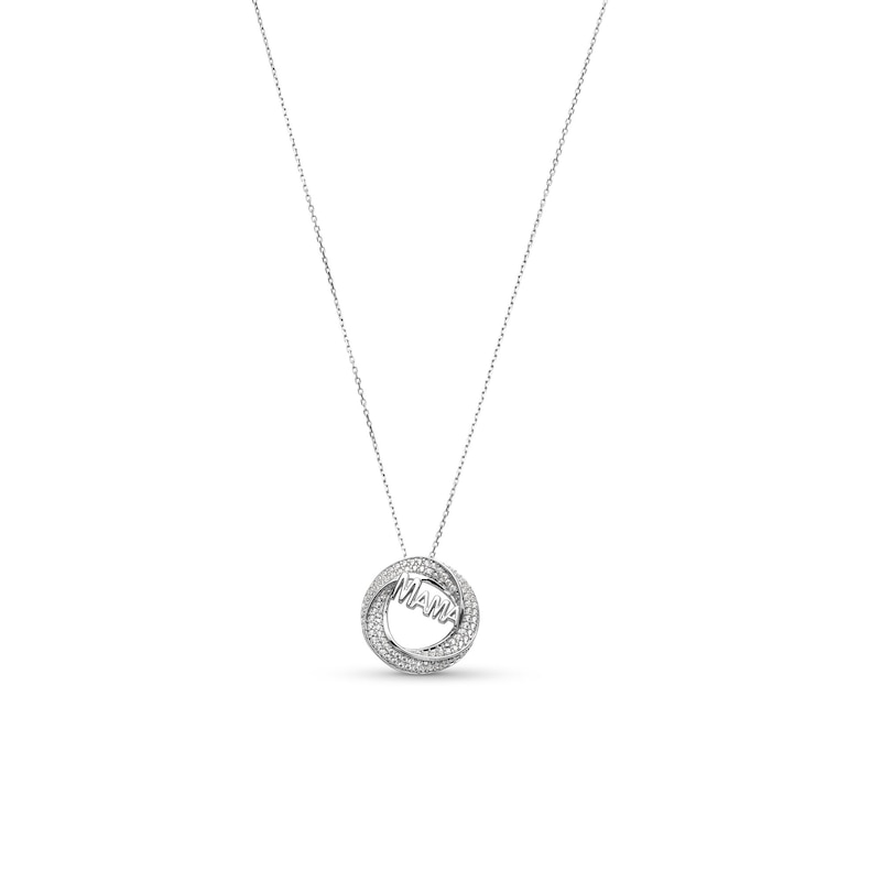 0.30 CT. T.W. Diamond "MAMA" Swirl Frame Pendant in Sterling Silver