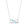 Thumbnail Image 1 of Pear-Shaped Swiss Blue Topaz and White Lab-Created Sapphire Infinity Necklace in Sterling Silver