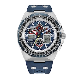 Men's Citizen Promaster Skyhawk A-T in Stainless Steel with Blue Silicone Strap (Model JY8156-00L)
