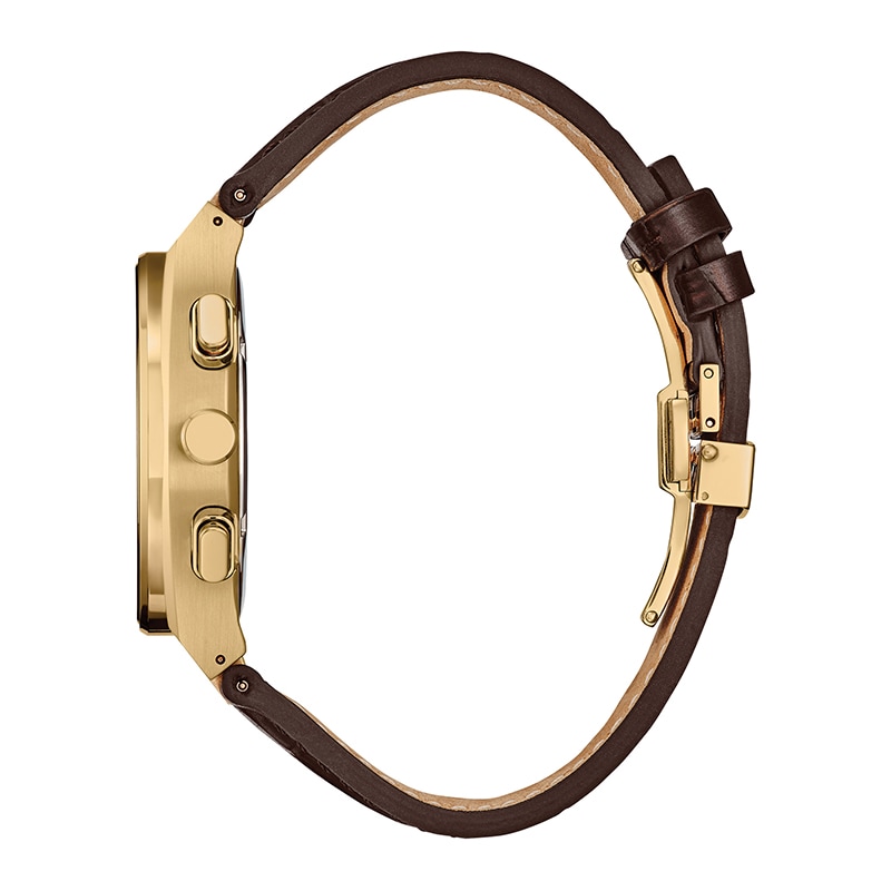 Men's Citizen Axiom Watch in Yellow-Tone Stainess Steel with Brown Leather Strap (Model: CA4583-01E)