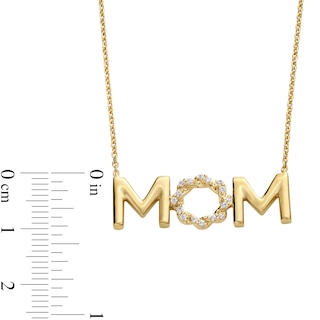 Circle of Gratitude® Collection 0.20 CT. T.W. Diamond Twist "MOM" Necklace and Drop Earrings Set in Sterling Silver with 10K Gold Plate - 19"