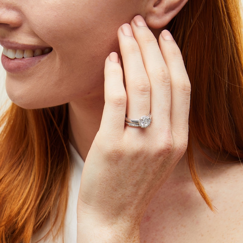 Main Image 2 of Perfect Fit 1.50 CT. T.W. Certified Lab-Grown Diamond Frame Vintage-Style Bridal Set in 14K White Gold (F/SI2)