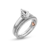 Thumbnail Image 3 of Perfect Fit 1.00 CT. T.W. Pear-Shaped Certified Lab-Grown Diamond Vintage-Style Bridal Set in 14K White Gold (F/SI2)