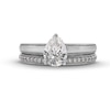 Thumbnail Image 4 of Perfect Fit 1.00 CT. T.W. Pear-Shaped Certified Lab-Grown Diamond Vintage-Style Bridal Set in 14K White Gold (F/SI2)