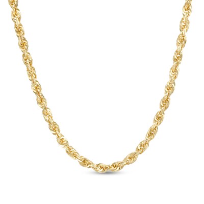 5.5mm Glitter Rope Chain Necklace in Hollow 10K Gold - 24"