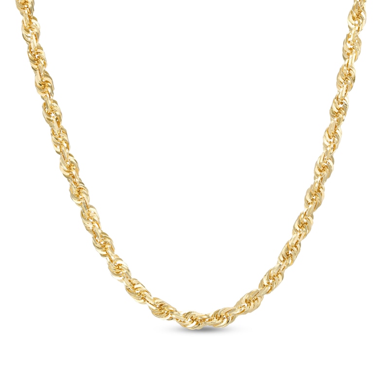 5.5mm Glitter Rope Chain Necklace in Hollow 10K Gold - 24"