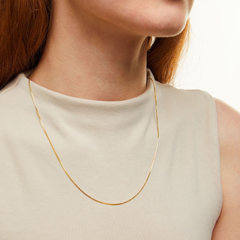 Main Image 2 of 0.7mm Diamond-Cut Box Chain Necklace in Solid 18K Gold - 20”