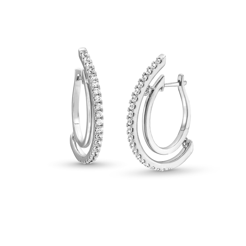 Main Image 1 of Unstoppable Love™ 1.00 CT. T.W. Certified Lab-Grown Diamond Hoop Earrings in 10K White Gold (F/SI2)