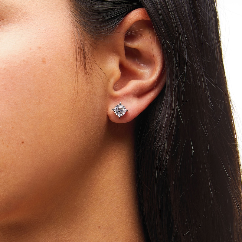 Main Image 2 of 1.00 CT. T.W. Certified Lab-Grown Diamond Miracle Frame Stud Earrings in 10K White Gold (F/SI2)