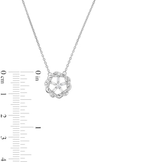 Circle of Gratitude® 0.20 CT. T.W. Baguette and Round Diamond Twist Necklace in 10K White Gold - 19"