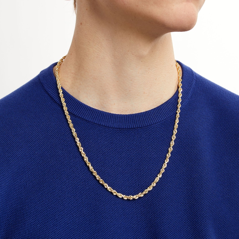 Main Image 2 of 4.4mm Glitter Rope Chain Necklace in Hollow 10K Gold - 24"