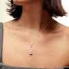 Thumbnail Image 2 of Pear-Shaped and Marquise White Lab-Created Sapphire Drop Pendant in Sterling Silver