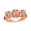 Thumbnail Image 1 of Le Vian® Oval Peach Morganite™ and 0.25 CT. T.W. Diamond Three Stone Ring in 14K Strawberry Gold®
