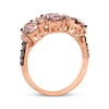 Thumbnail Image 3 of Le Vian® Oval Peach Morganite™ and 0.25 CT. T.W. Diamond Three Stone Ring in 14K Strawberry Gold®