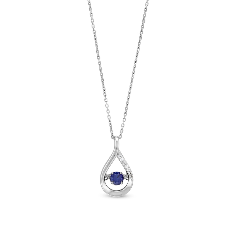Main Image 1 of Unstoppable Love™ 4.5mm Blue and White Lab-Created Sapphire Teardrop Pendant in Sterling Silver