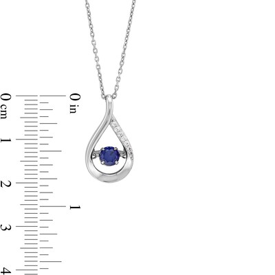 Unstoppable Love™ 4.5mm Blue and White Lab-Created Sapphire Teardrop Pendant in Sterling Silver