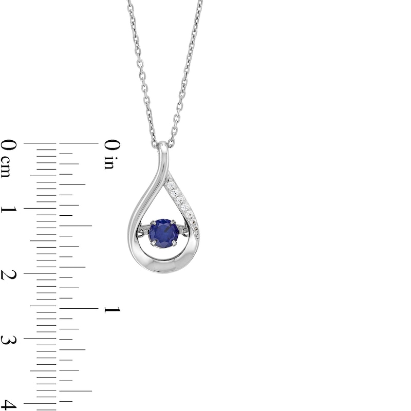 Main Image 3 of Unstoppable Love™ 4.5mm Blue and White Lab-Created Sapphire Teardrop Pendant in Sterling Silver