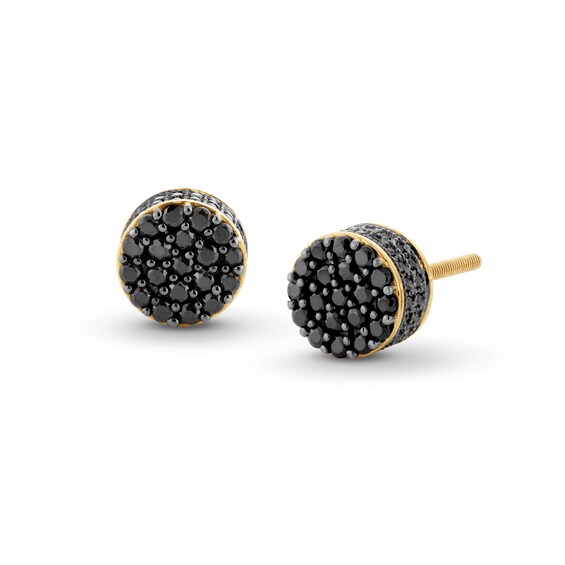 0.70 CT. T.W. Black Multi-Diamond Stud Earrings in 10K Gold