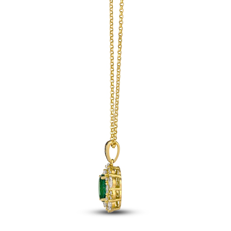 Main Image 2 of Le Vian® Oval Costa Smeralda Emerald™ and 0.70 CT. T.W. Diamond Double Frame Pendant in 18K Honey Gold™