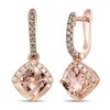 Thumbnail Image 1 of Le Vian® Cushion-Cut Peach Morganite™ and 0.20 CT. T.W. Diamond Frame Drop Earrings in 14K Strawberry Gold®