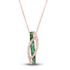 Le Vian® Costa Smeralda Emerald™ and 0.15 CT. T.W. Diamond Crossover Ribbons Pendant in 14K Strawberry Gold® - 19"