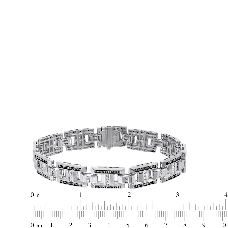 1.00 CT. T.W. Black and White Diamond H-Link Bracelet in Sterling Silver - 8.5”