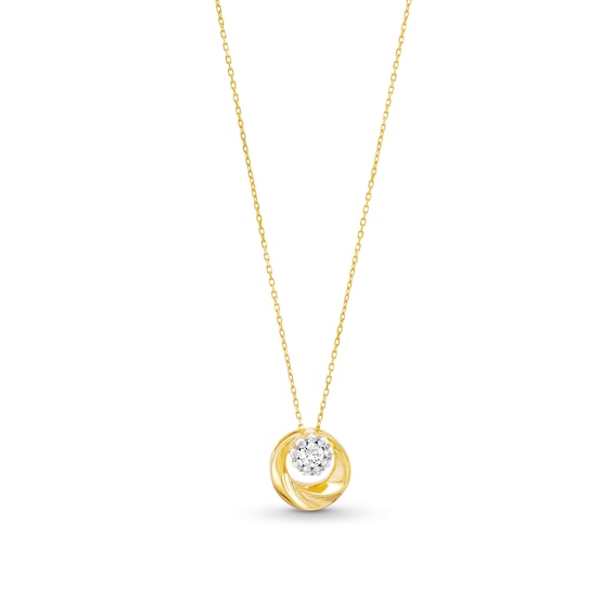 0.30 CT. T.W. Multi-Diamond Swirl Circle Pendant in 10K Gold