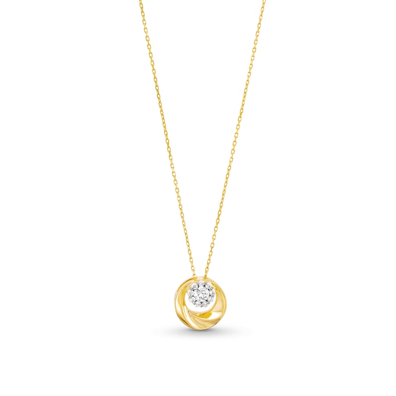Main Image 1 of 0.30 CT. T.W. Multi-Diamond Swirl Circle Pendant in 10K Gold