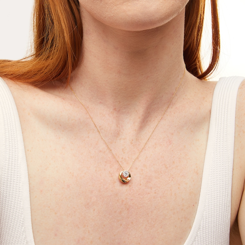 Main Image 2 of 0.30 CT. T.W. Multi-Diamond Swirl Circle Pendant in 10K Gold