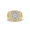 Thumbnail Image 4 of 1.00 CT. T.W. Multi-Diamond Frame Ribbed Shank Ring in 10K Gold