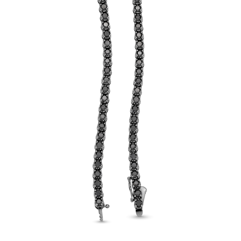 Main Image 3 of 10.00 CT. T.W. Black Diamond Tennis Necklace in 10K White Gold with Black Rhodium - 20”