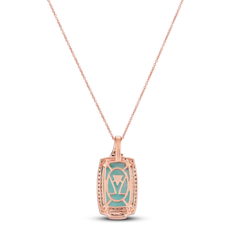 Main Image 3 of Le Vian® Cushion-Shaped Peacock Aquaprase™ and 0.30 CT. T.W. Diamond Frame Pendant in 14K Strawberry Gold®