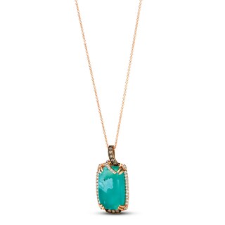Le Vian® Cushion-Shaped Peacock Aquaprase™ and 0.30 CT. T.W. Diamond Frame Pendant in 14K Strawberry Gold®