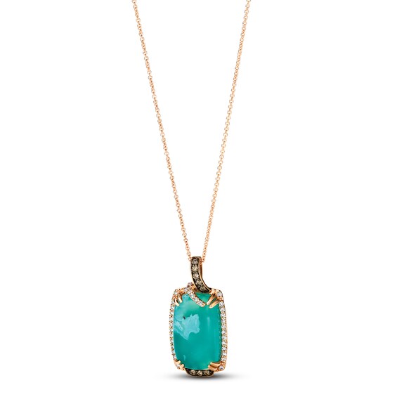 Le Vian® Cushion-Shaped Peacock Aquaprase™ and 0.30 CT. T.W. Diamond Frame Pendant in 14K Strawberry Gold®