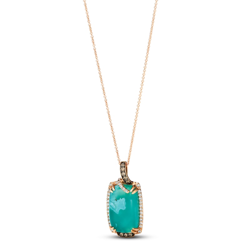 Main Image 4 of Le Vian® Cushion-Shaped Peacock Aquaprase™ and 0.30 CT. T.W. Diamond Frame Pendant in 14K Strawberry Gold®