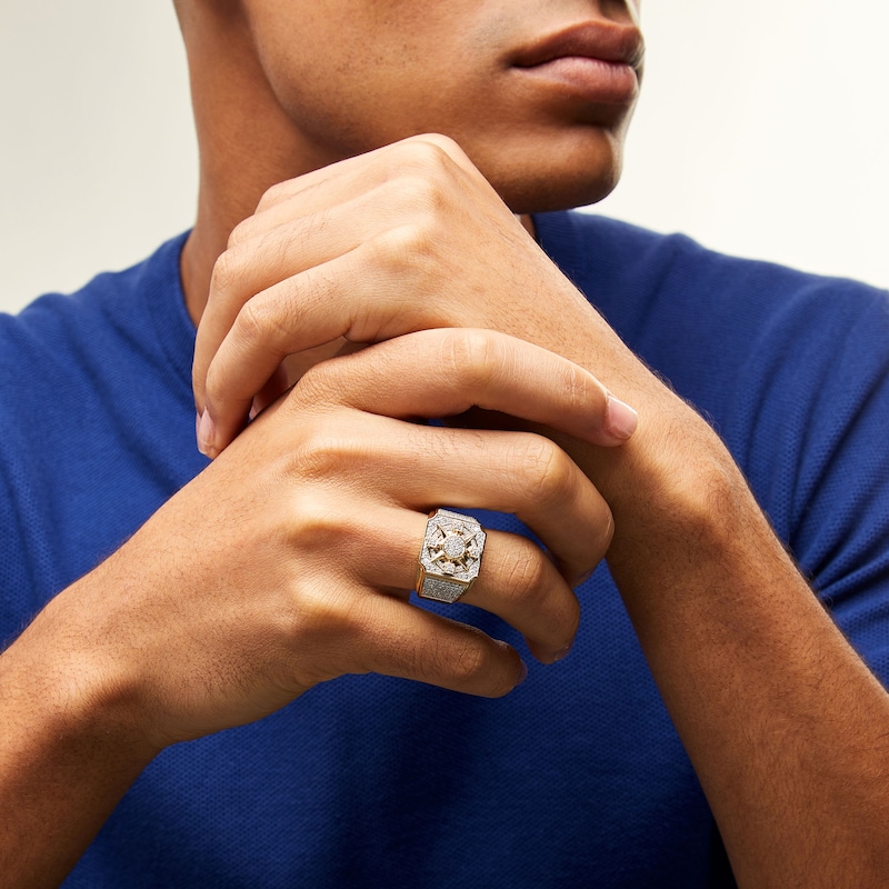 Main Image 2 of 1.00 CT. T.W. Multi-Diamond Double Frame North Star Ring in 10K Gold