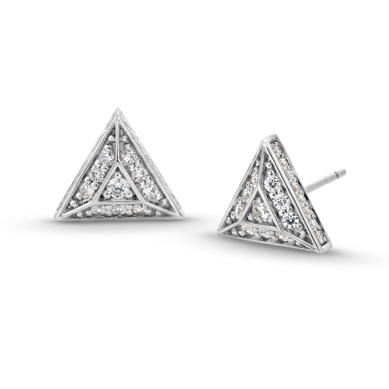 Main Image 1 of 0.70 CT. T.W. Diamond Triangle Stud Earrings in 10K White Gold