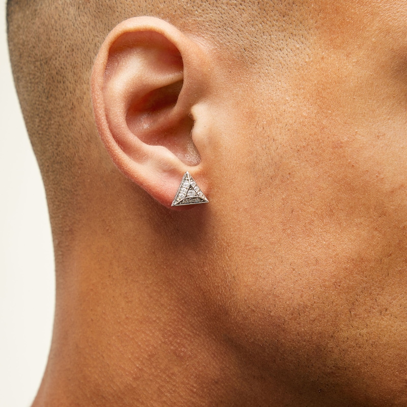 Main Image 2 of 0.70 CT. T.W. Diamond Triangle Stud Earrings in 10K White Gold