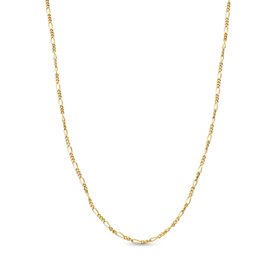 1.4mm Figaro Chain Necklace in Solid 14K Gold - 18"
