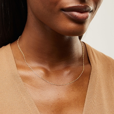 1.4mm Figaro Chain Necklace in Solid 14K Gold - 18"