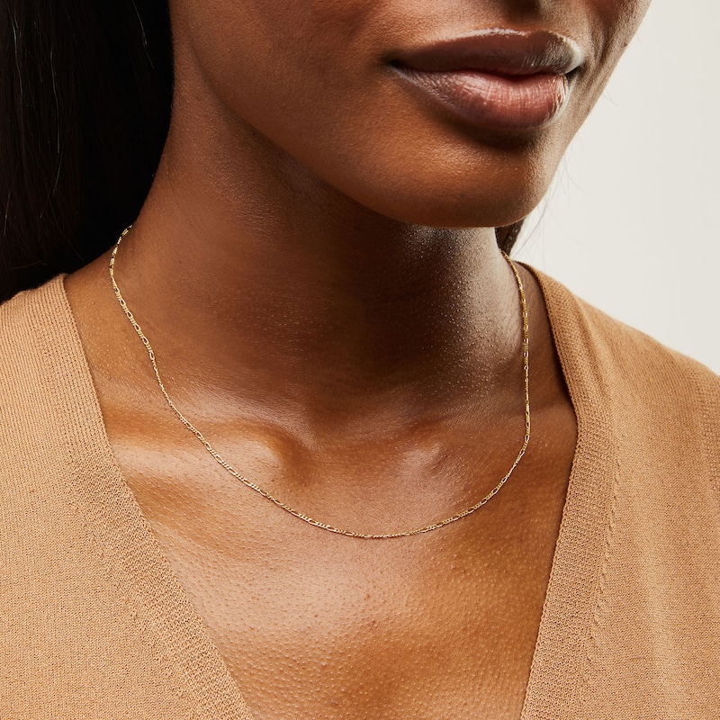 Main Image 2 of 1.4mm Figaro Chain Necklace in Solid 14K Gold - 18"
